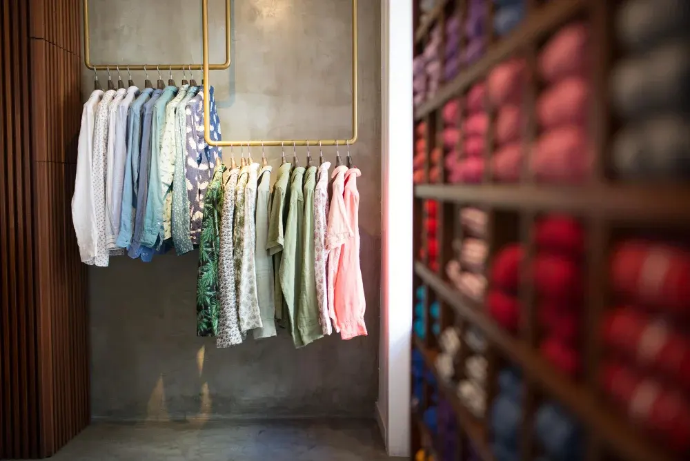 Built-in hanging storage beside a cubby wall