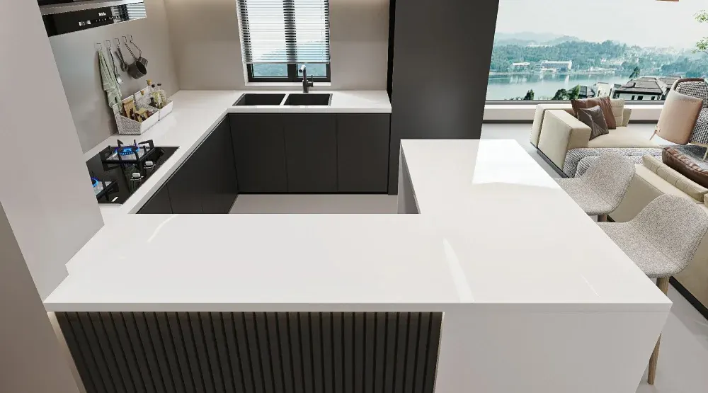 Seamless solid-surface countertop with an integrated sink