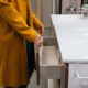 Custom bathroom vanity made with premium wood and stone materials by Ace Kustoms
