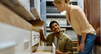 Custom kitchen cabinets with a clean, polished finish maintained through proper care and cleaning techniques