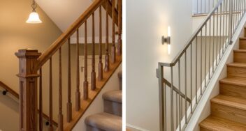 wood vs metal stair railing options for Houston area homes